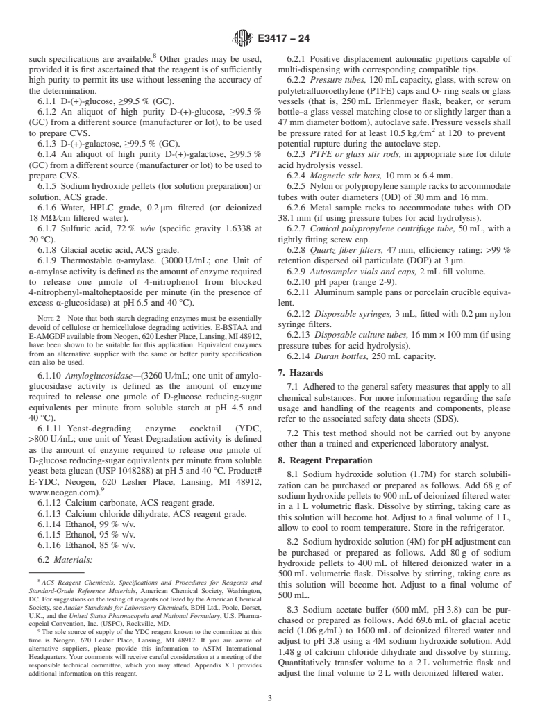 ASTM E3417-24 - Standard Test Method for Determination of Cellulose/Hemicellulose-Derived Glucan and  Galactan Content in Solid Corn Biomass Samples