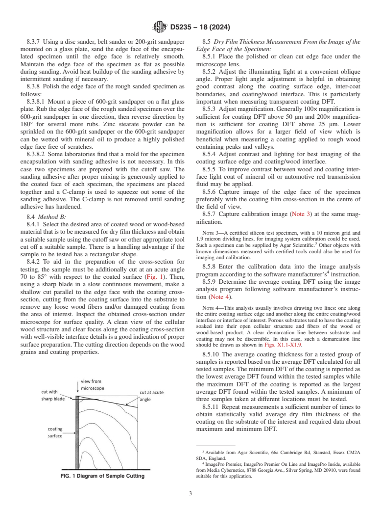 ASTM D5235-18(2024) - Standard Test Method for Microscopic Measurement of Dry Film Thickness of Coatings on  Wood Products