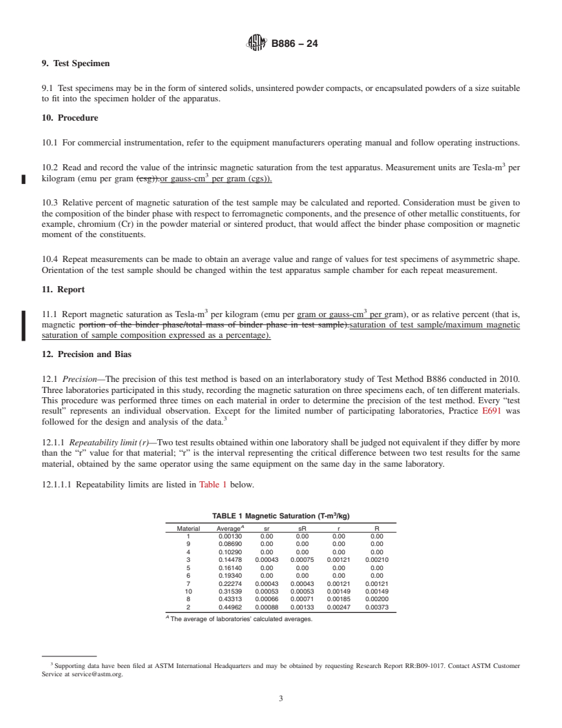 REDLINE ASTM B886-24 - Standard Test Method for  Determination of Magnetic Saturation (Ms) of Cemented Carbides