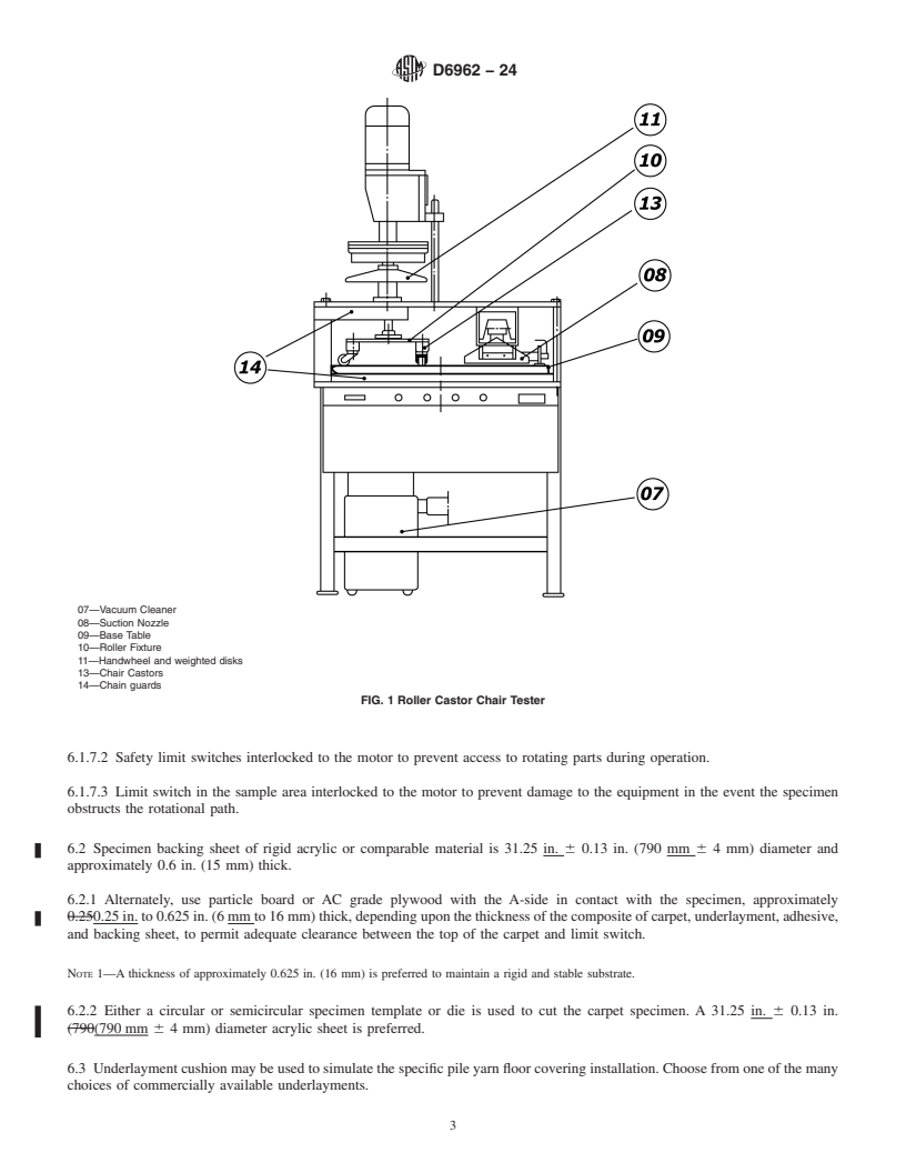 REDLINE ASTM D6962-24 - Standard Practice for  Operation of a Roller Chair Tester for Pile Yarn Floor Coverings