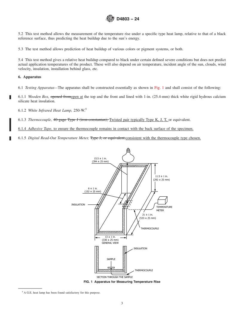 REDLINE ASTM D4803-24 - Standard Test Method for  Predicting Heat Buildup in PVC Building Products