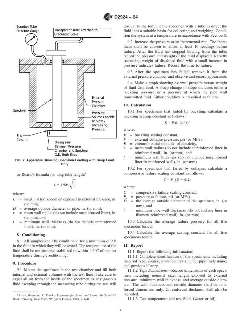 ASTM D2924-24 - Standard Test Method for External Pressure Resistance of “Fiberglass”<brk  /> (Glass-Fiber-Reinforced Thermosetting-Resin) Pipe
