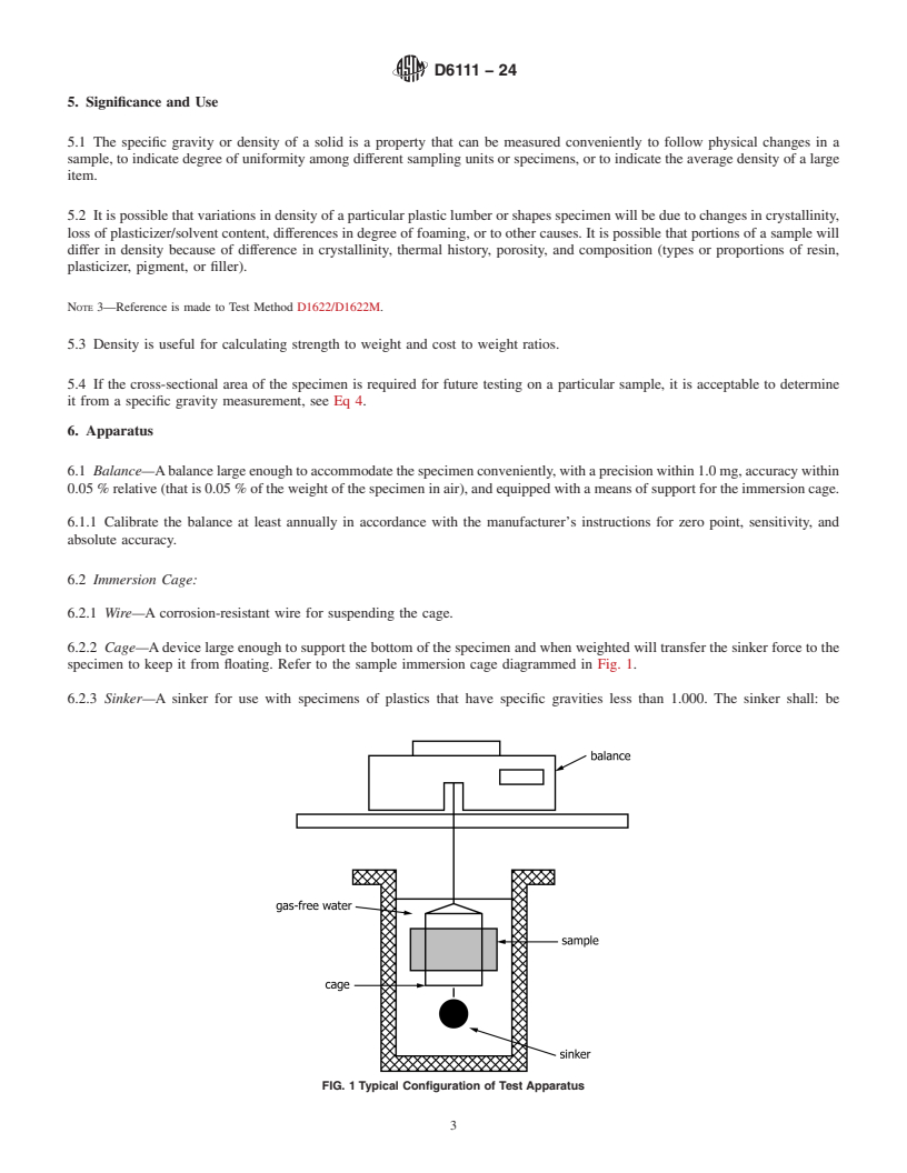 REDLINE ASTM D6111-24 - Standard Test Method for Bulk Density And Specific Gravity of Plastic Lumber and Shapes  by Displacement