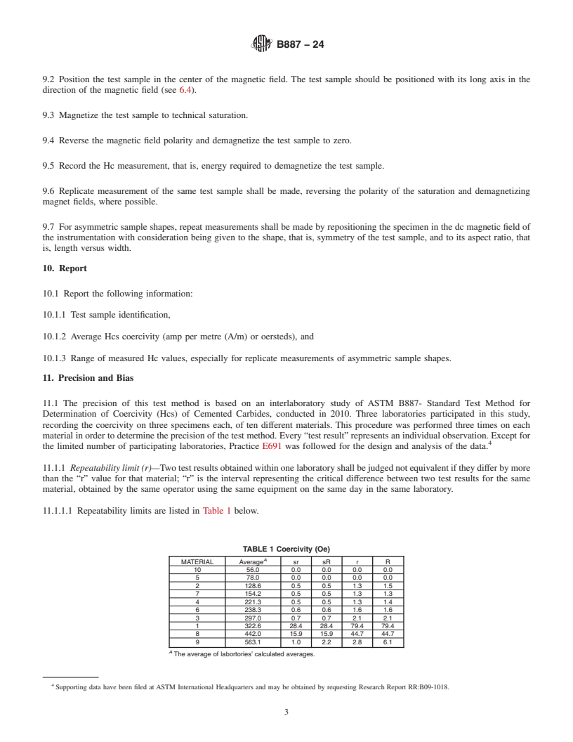 REDLINE ASTM B887-24 - Standard Test Method for  Determination of Coercivity (Hcs) of Cemented Carbides