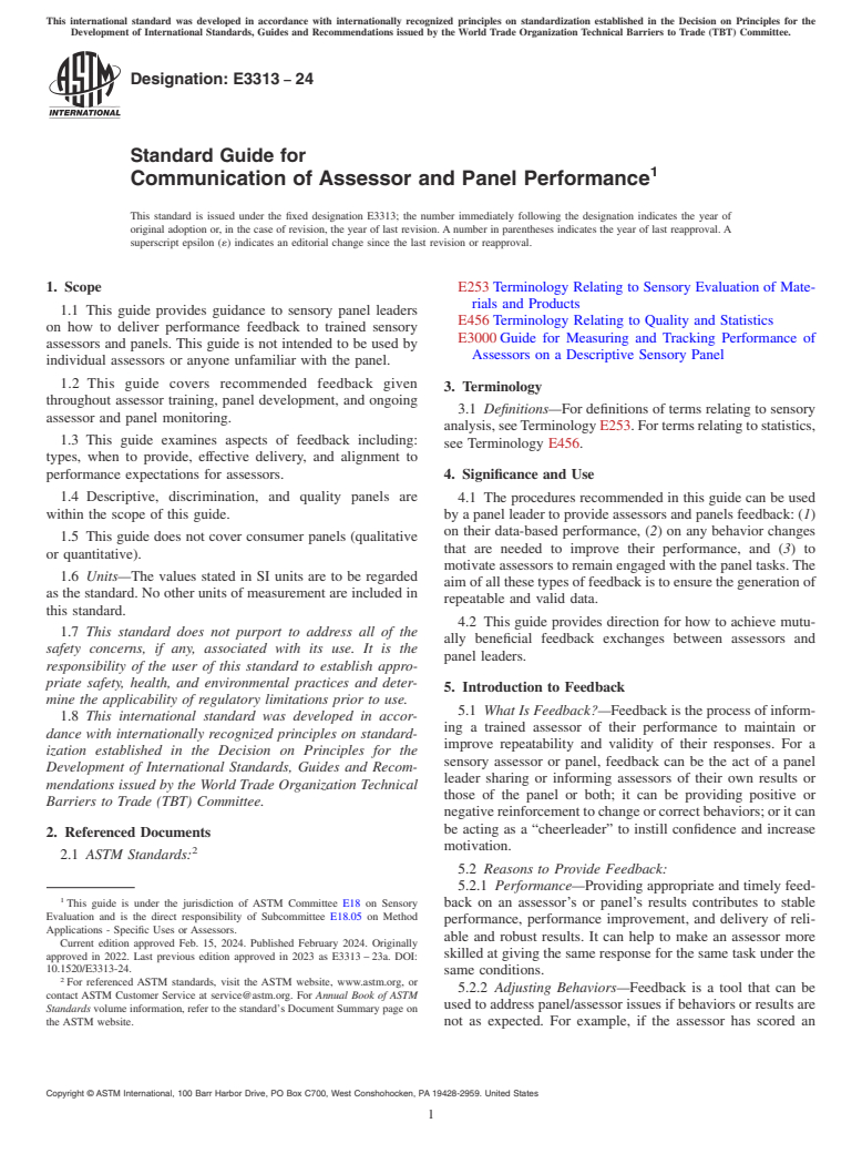 ASTM E3313-24 - Standard Guide for Communication of Assessor and Panel Performance
