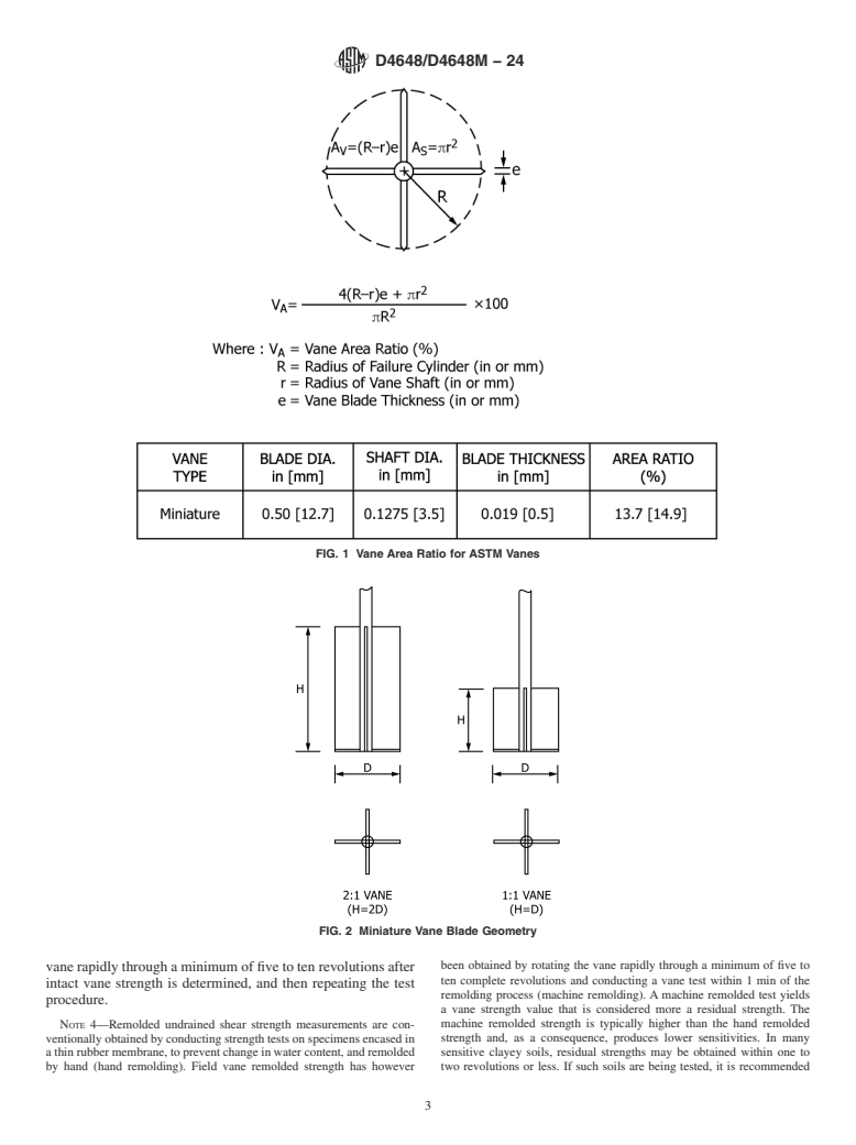 ASTM D4648/D4648M-24 - Standard Test Methods for Laboratory Miniature Vane Shear Test for Saturated<brk/>Fine-Grained  Soil