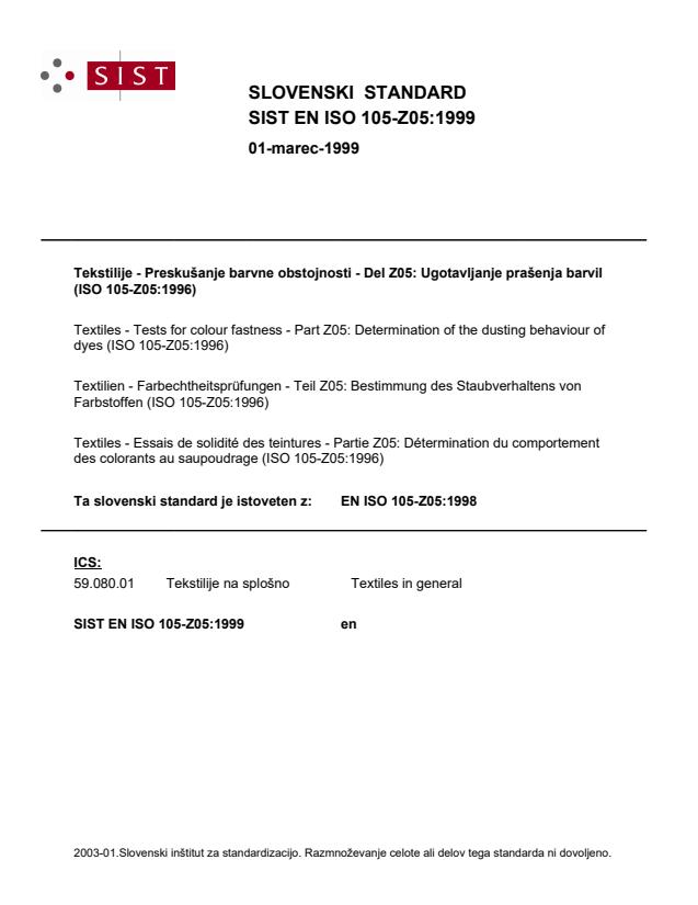 EN ISO 105-Z05:1999