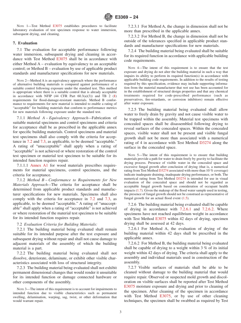 ASTM E3369-24 - Standard Specification for Determining the Flood Damage Resistance Rating of Building  Materials