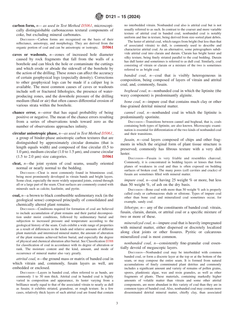 ASTM D121-15(2024) - Standard Terminology of  Coal and Coke