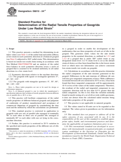 ASTM D8212-24e1 ASTM D8212-24e1 - Standard Practice for Determination of the Radial Tensile Properties of Geogrids Under Low Radial Strain - Page 1 preview