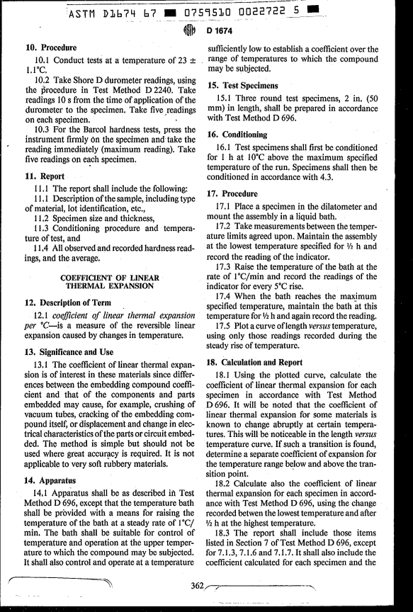 ASTM D1674-67(1977) - Methods of Testing Polymerizable Embedding Compounds Used for Electrical Insulation (Withdrawn 1990)