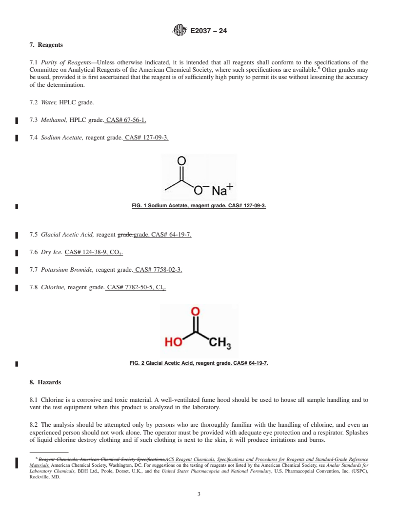 REDLINE ASTM E2037-24 - Standard Test Method for Bromine Chloride in Liquid Chlorine by High Performance Liquid  Chromatography  (HPLC)