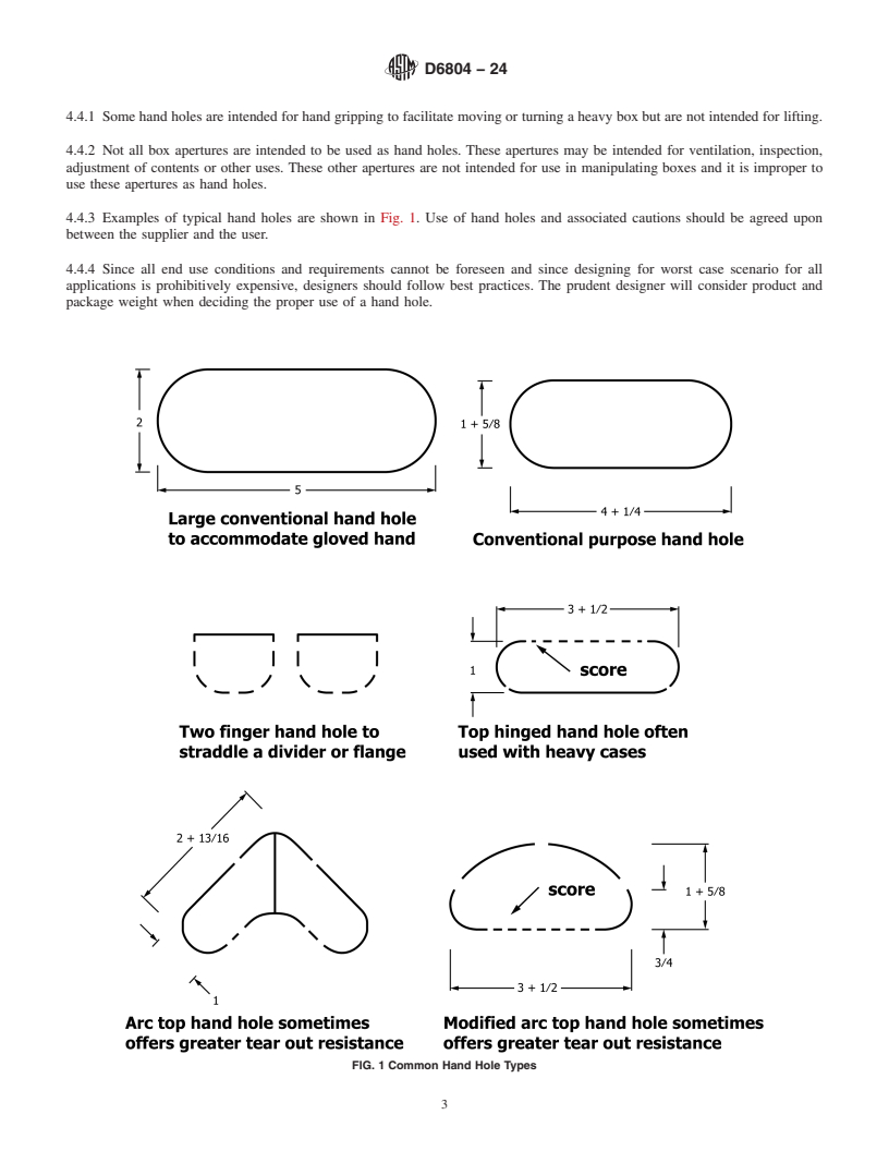 REDLINE ASTM D6804-24 - Standard Guide for  Hand Hole Design in Corrugated Boxes