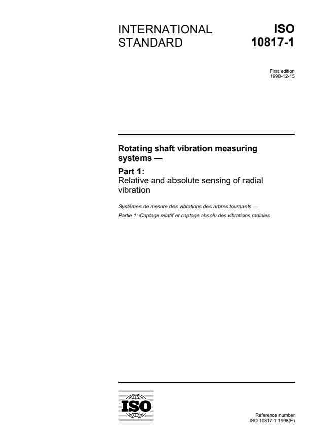 ISO 10817-1:1998 - Rotating shaft vibration measuring systems