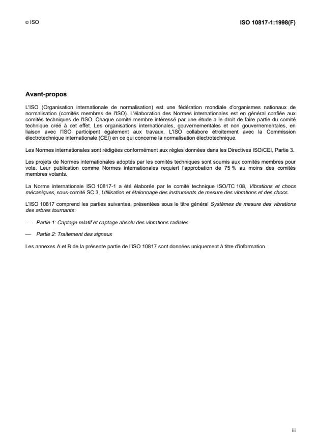 ISO 10817-1:1998 - Systemes de mesure des vibrations des arbres tournants