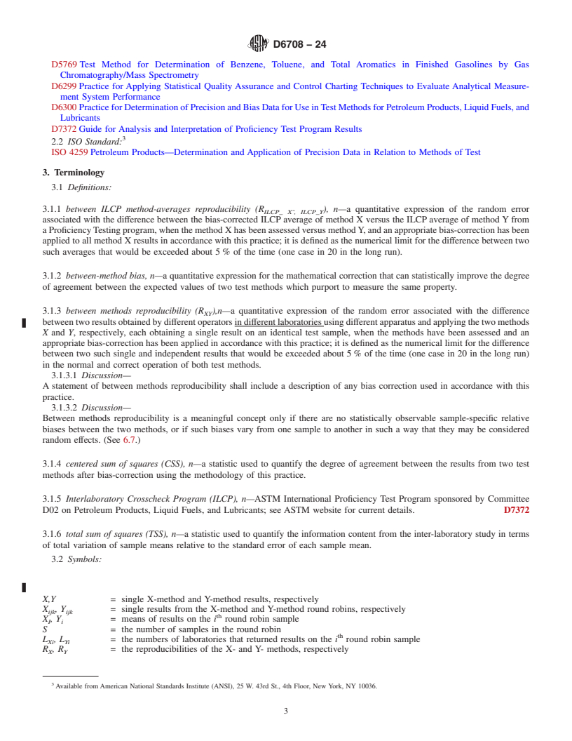 REDLINE ASTM D6708-24 - Standard Practice for Statistical Assessment and Improvement of Expected Agreement   Between Two Test Methods that Purport to Measure the Same Property   of a Material