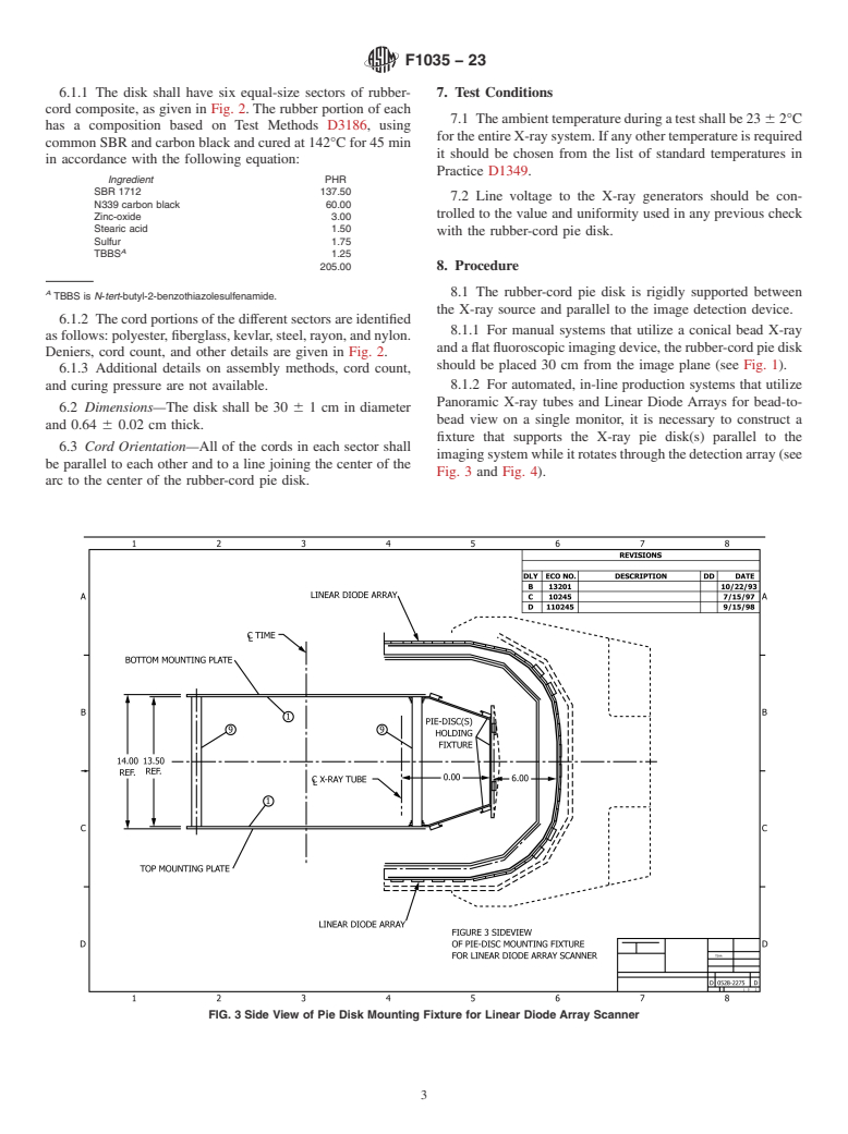 ASTM F1035-23 - Standard Practice for  Use of Rubber-Cord Pie Disk to Demonstrate the Discernment  Capability of a Tire X-ray Imaging System