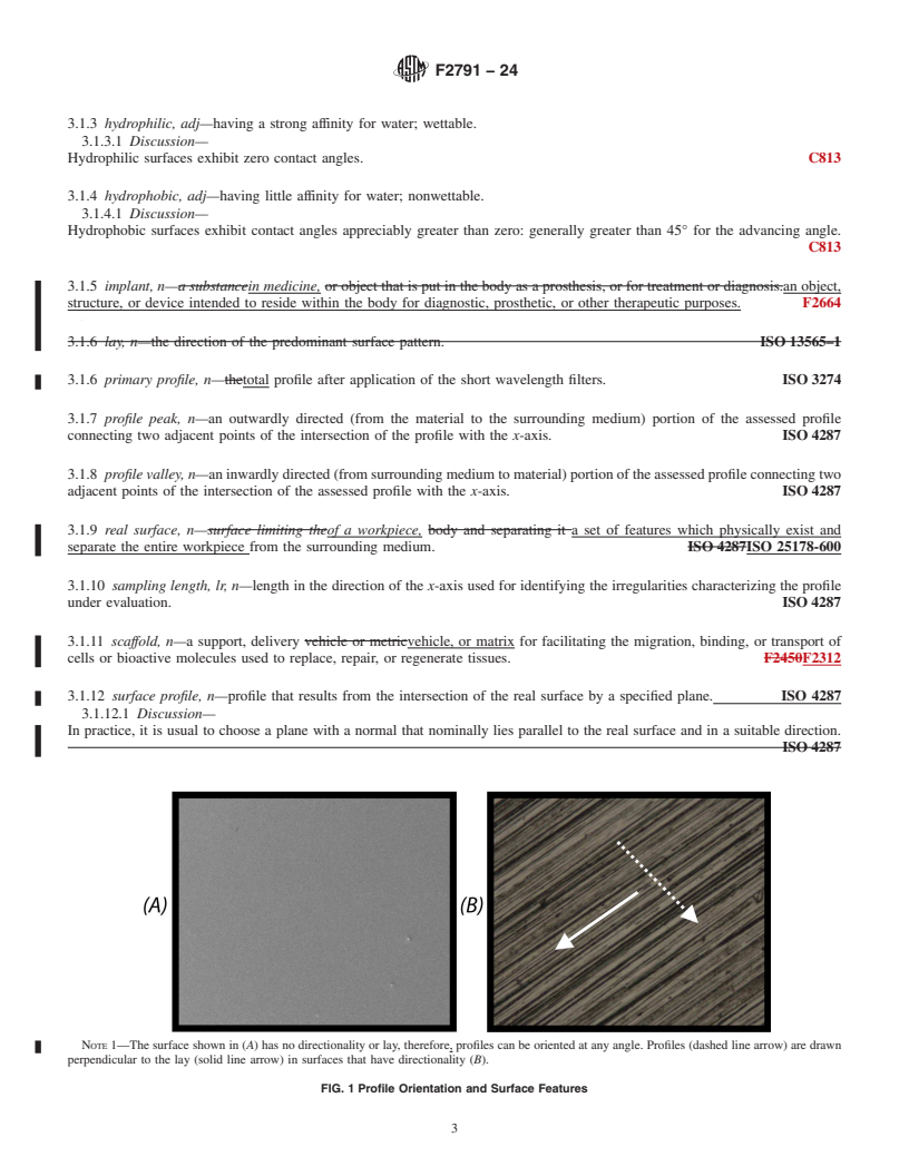 REDLINE ASTM F2791-24 - Standard Guide for  Assessment of Surface Texture of Non-Porous Biomaterials in  Two Dimensions
