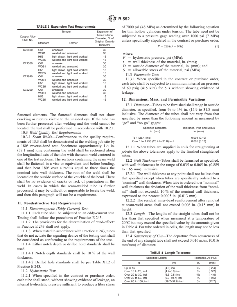 ASTM B552-98e1 - Standard Specification for Seamless and Welded Copper--Nickel Tubes For Water Desalting Plants