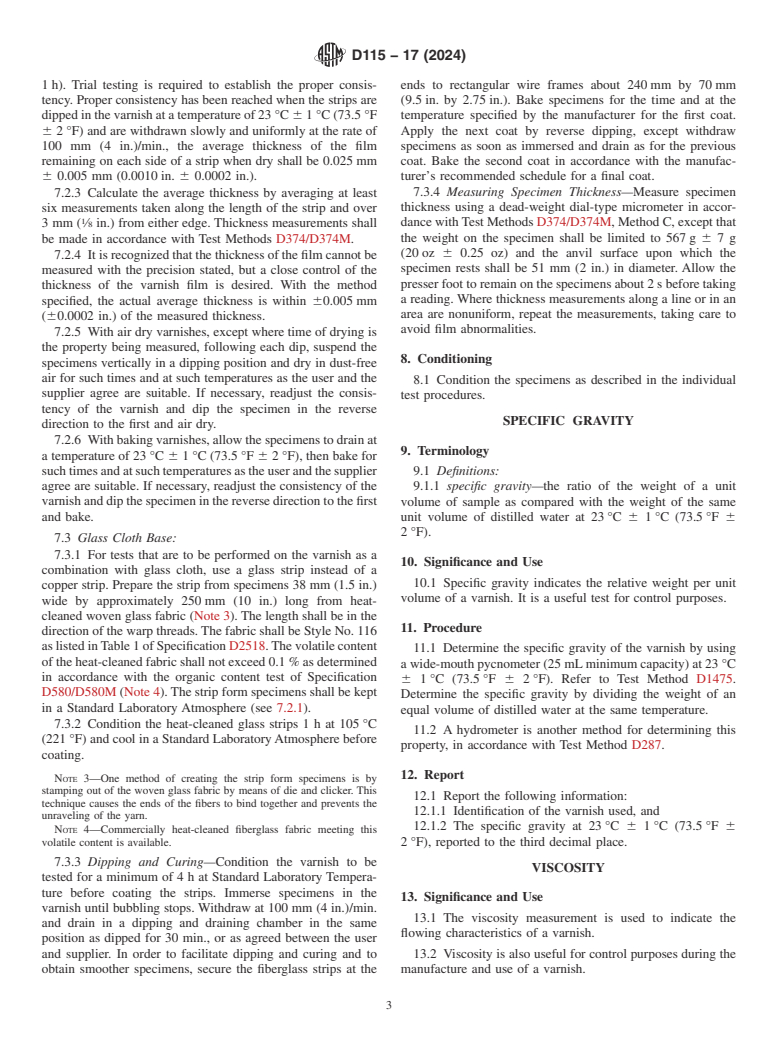 ASTM D115-17(2024) - Standard Test Methods for Testing  Solvent Containing Varnishes Used for Electrical Insulation