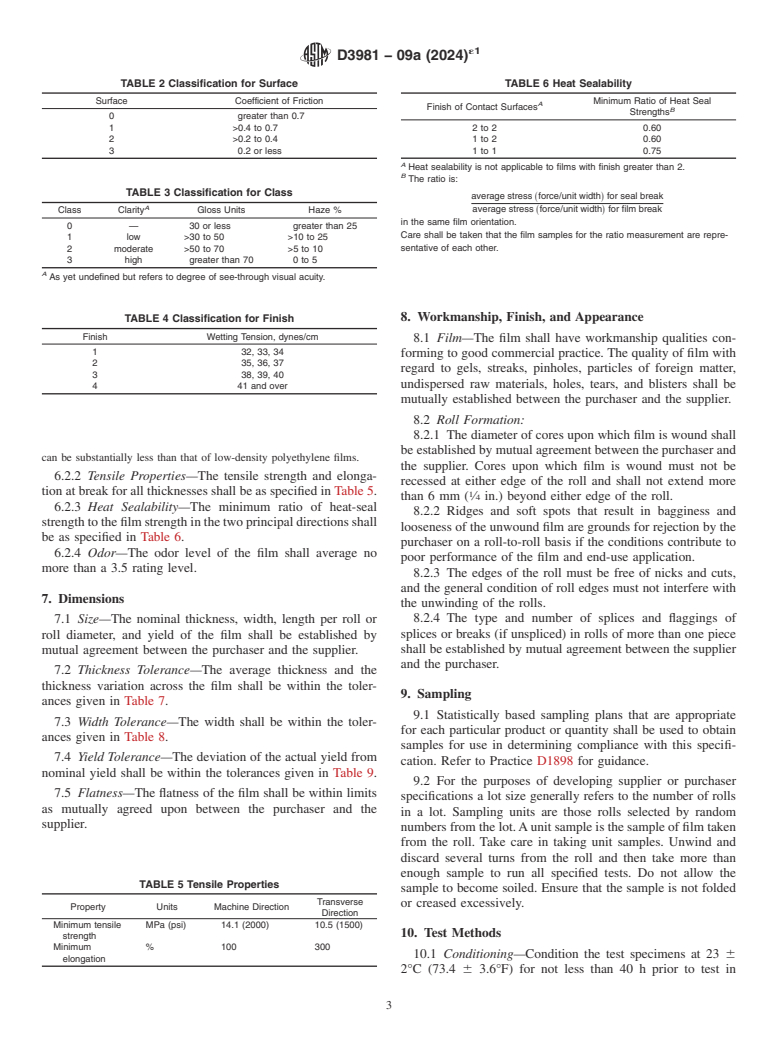 ASTM D3981-09a(2024)e1 - Standard Specification for  Polyethylene Films Made from Medium-Density Polyethylene for  General Use and Packaging Applications