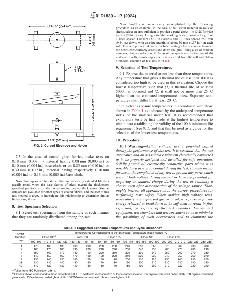 ASTM D1830-17(2024) - Standard Test Method for  Thermal Endurance of Flexible Sheet Materials Used for Electrical  Insulation by the Curved Electrode Method