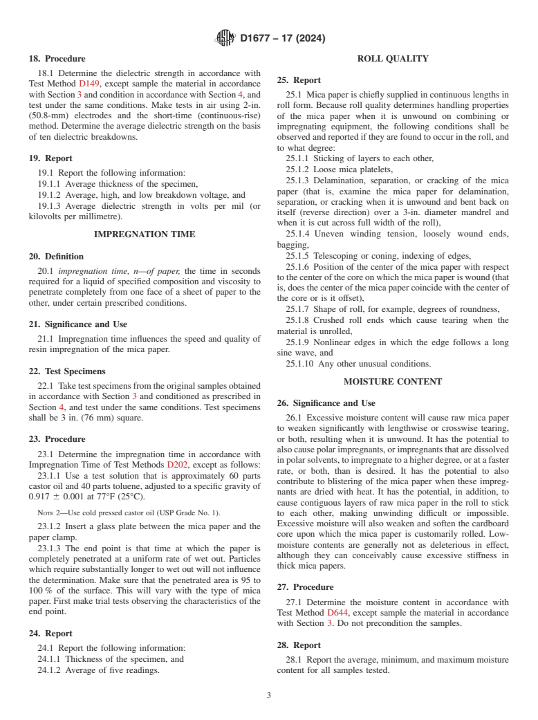 ASTM D1677-17(2024) - Standard Test Methods for  Sampling and Testing Untreated Mica Paper Used for Electrical   Insulation