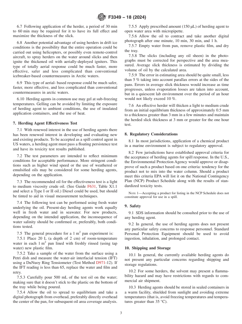 ASTM F3349-18(2024) - Standard Guide for Use of Herding Agents in Conjunction with In-Situ Burning