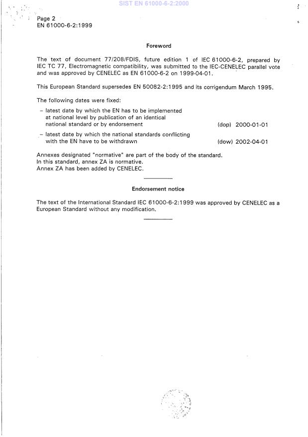 EN 61000-6-2:1999 EN 61000-6-2:2000 - Page 4 preview