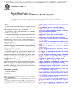 ASTM C1937-24 ASTM C1937-24 - Standard Specification for Layered, Glass Fiber Felt Pipe and Board Insulation - Page 1 preview