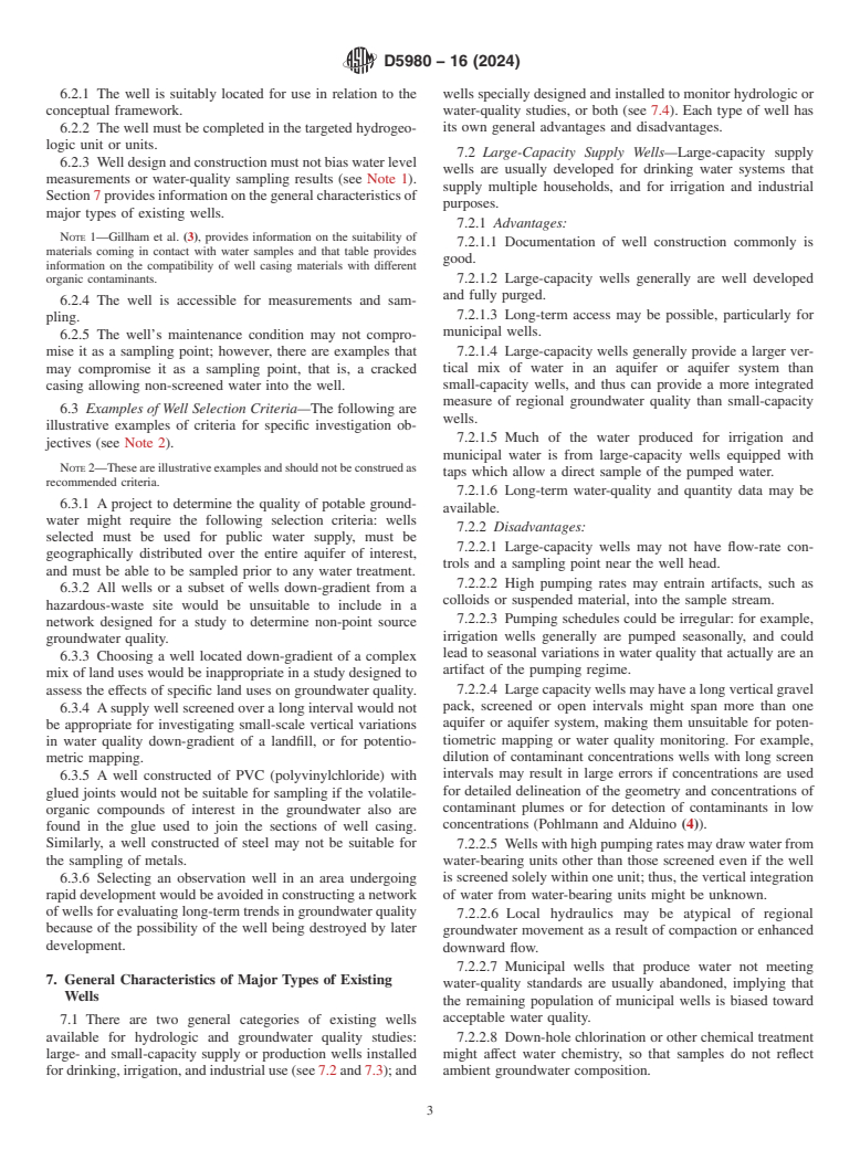 ASTM D5980-16(2024) - Standard Guide for Selection and Documentation of Existing Wells for Use in Environmental   Site Characterization and Monitoring