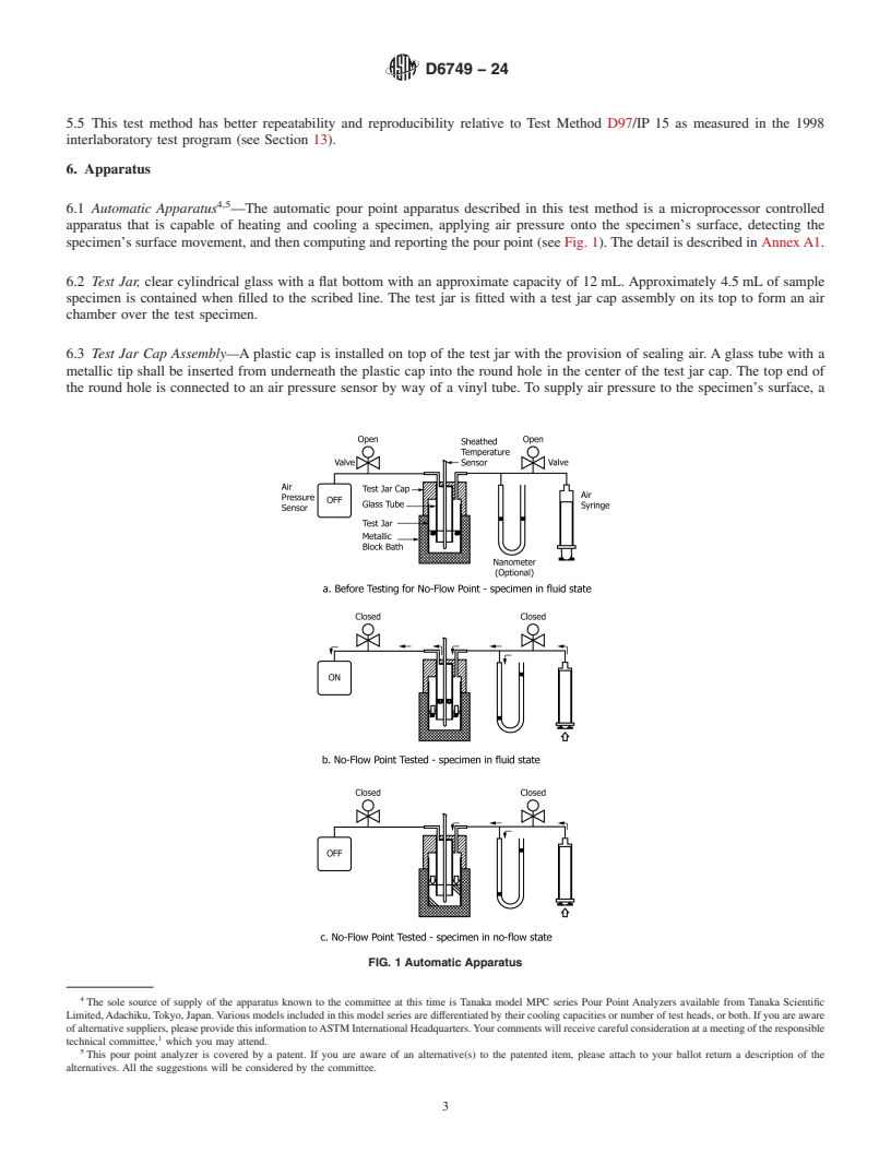 REDLINE ASTM D6749-24 - Standard Test Method for  Pour Point of Petroleum Products (Automatic Air Pressure Method)