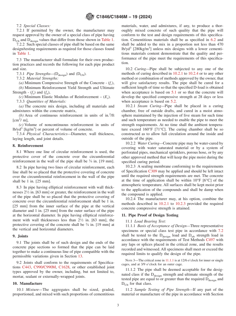 ASTM C1846/C1846M-19(2024) - Standard Specification for Performance Based Manufacture of Reinforced Concrete Culvert,  Storm Drain, and Sewer Pipe