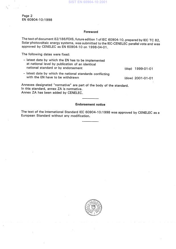 EN 60904-10:1998 EN 60904-10:2001 - Page 4 preview