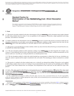 ASTM D7569/D7569M-24 REDLINE ASTM D7569/D7569M-24 - Standard Practice for Determination of Gas in Coal—Direct Desorption Method