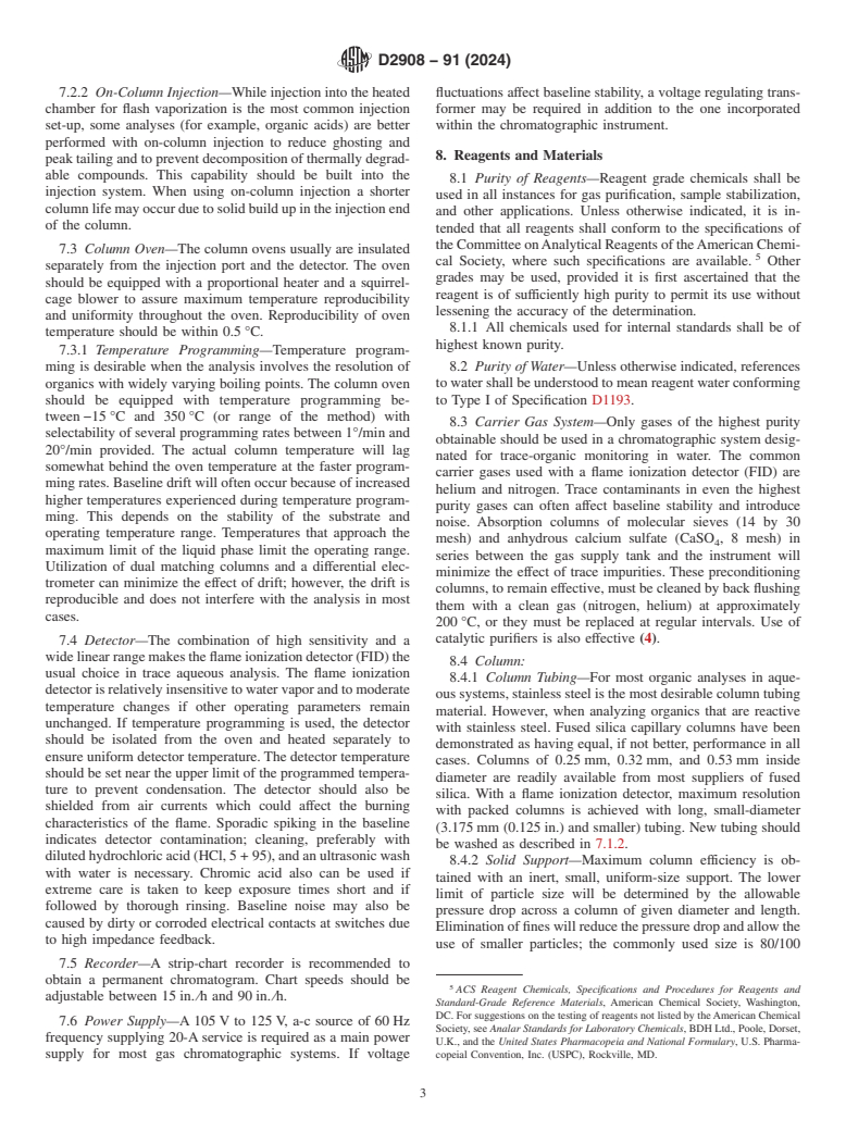 ASTM D2908-91(2024) - Standard Practice for  Measuring Volatile Organic Matter in Water by Aqueous-Injection  Gas Chromatography