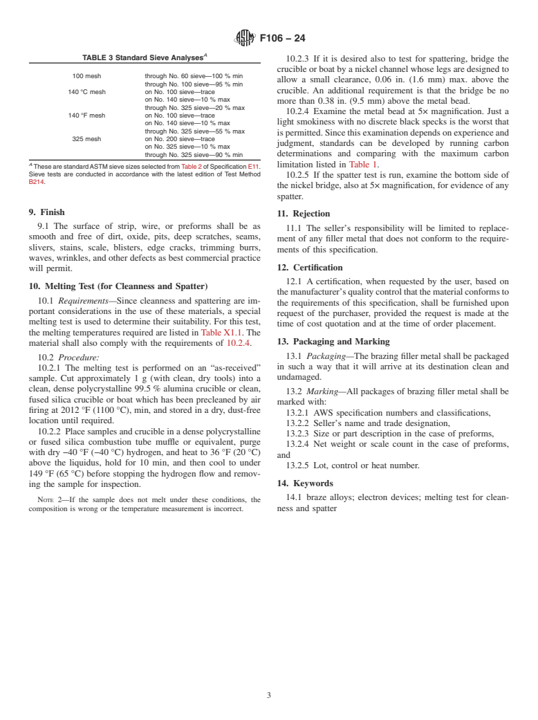 ASTM F106-24 - Standard Specification for  Brazing Filler Metals for Electron Devices