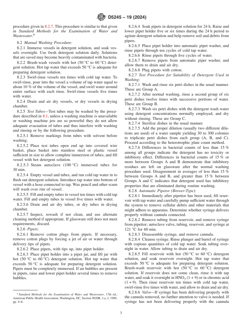 ASTM D5245-19(2024) - Standard Practice for  Cleaning Laboratory Glassware, Plasticware, and Equipment Used  in Microbiological Analyses