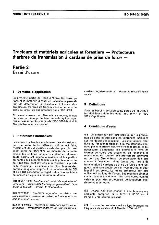 ISO 5674-2:1992 - Tracteurs et matériels agricoles et forestiers -- Protecteurs d'arbres de transmission a cardans de prise de force