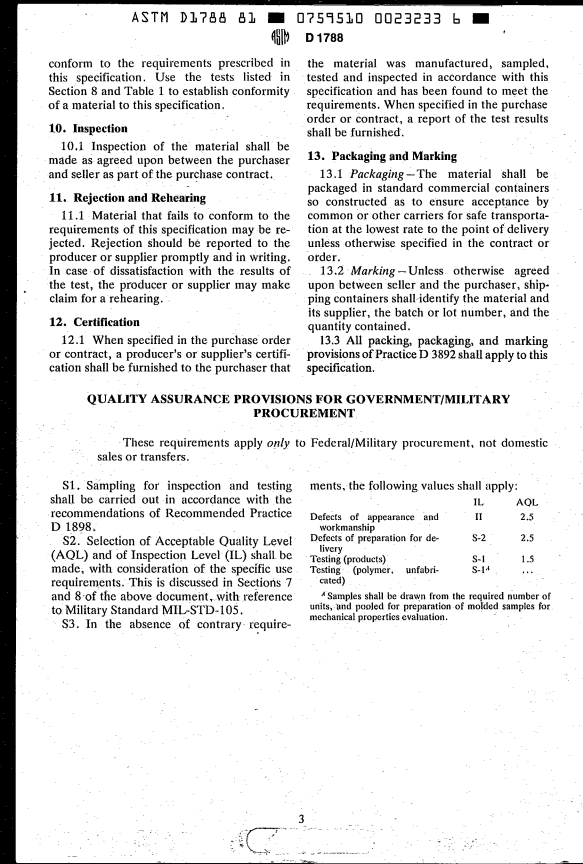 ASTM D1788-81 - Specification for Rigid Acrylonitrile-Butadiene-Styrene (ABS) Plastics (Withdrawn 1988)