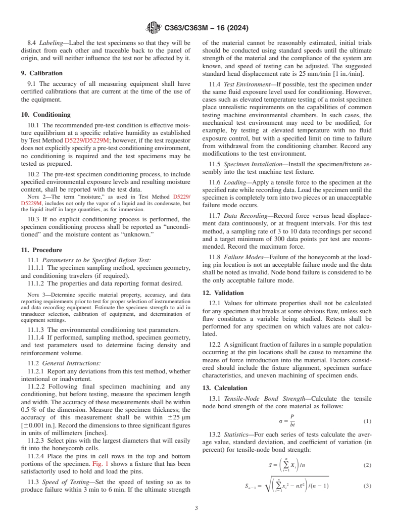 ASTM C363/C363M-16(2024) - Standard Test Method for  Node Tensile Strength of Honeycomb Core Materials