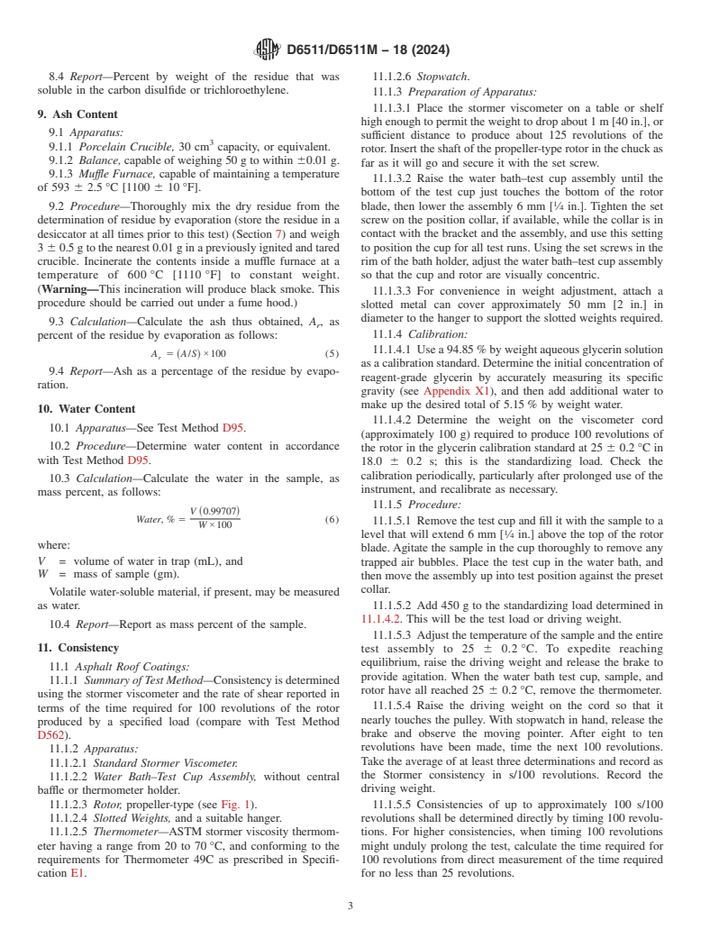 ASTM D6511/D6511M-18(2024) - Standard Test Methods for  Solvent Bearing Bituminous Compounds