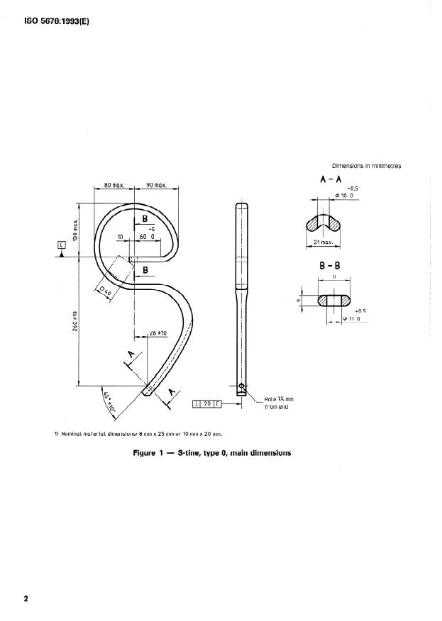 ISO 5678:1993 ISO 5678:1993 - Agricultural machinery -- Equipment for working the soil -- S-tines: main dimensions and clearance zones - Page 4 preview