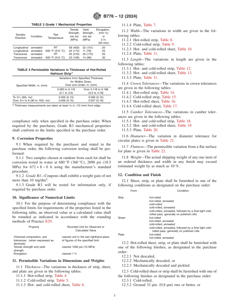 ASTM B776-12(2024) - Standard Specification for Hafnium and Hafnium Alloy Strip, Sheet, and Plate