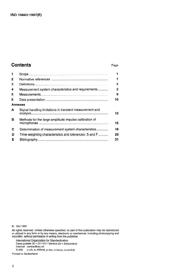 ISO 10843:1997 ISO 10843:1997 - Acoustics -- Methods for the description and physical measurement of single impulses or series of impulses - Page 2 preview