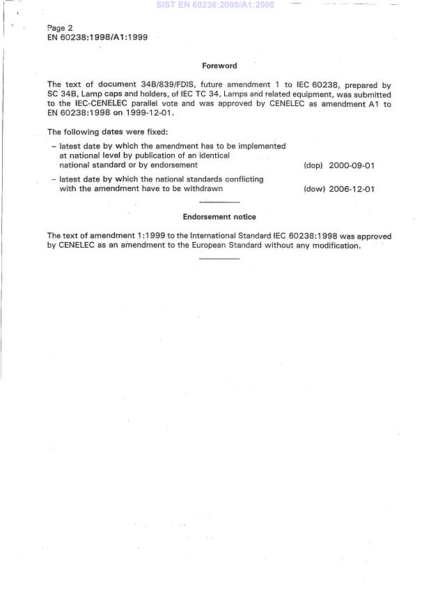 EN 60598-1:1997/A1:1998 EN 60238:1998/A1:2000 - Page 4 preview