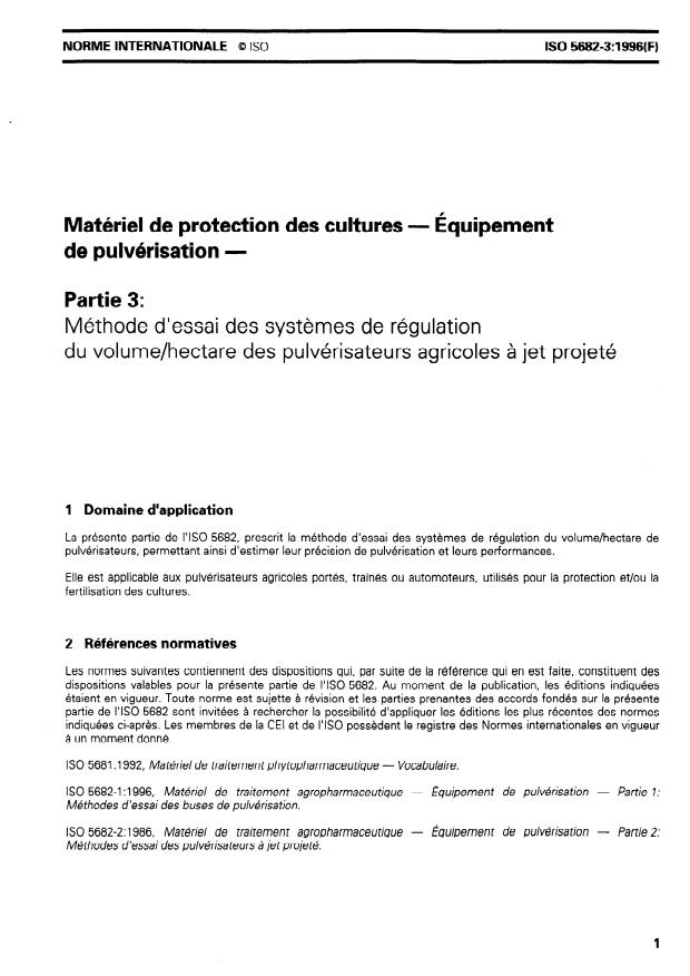 ISO 5682-3:1996 - Matériel de protection des cultures -- Équipement de pulvérisation