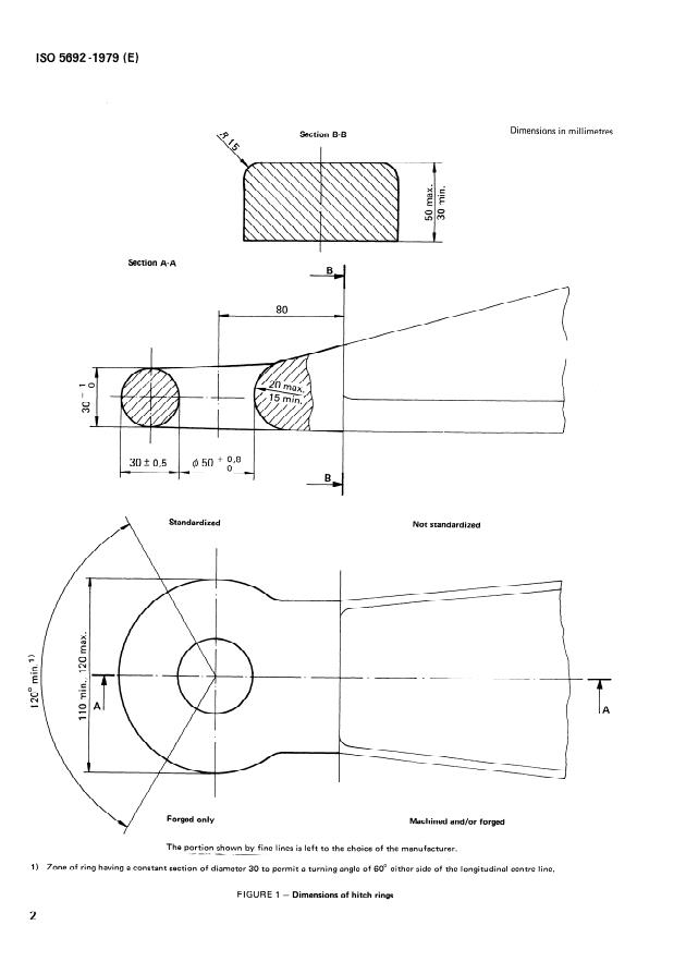 ISO 5692:1979 ISO 5692:1979 - Agricultural vehicles -- Mechanical connections on towed vehicles -- Hitch-rings -- Specifications - Page 4 preview