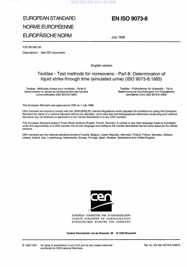 EN ISO 9073-8:1999