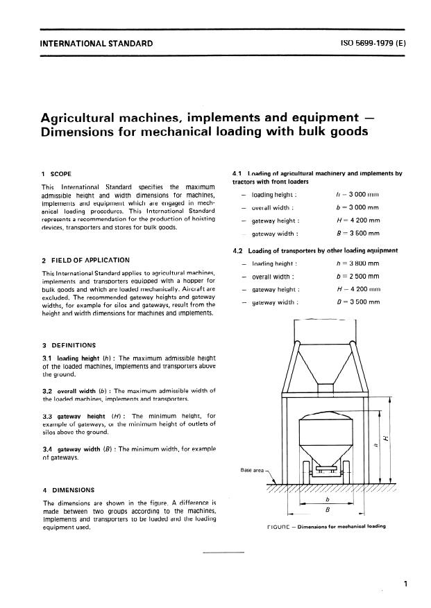ISO 5699:1979 - Agricultural machines, implements and equipment -- Dimensions for mechanical loading with bulk goods